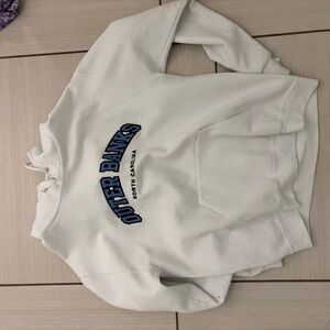 Jerzees White  Hoodie with Blue Text